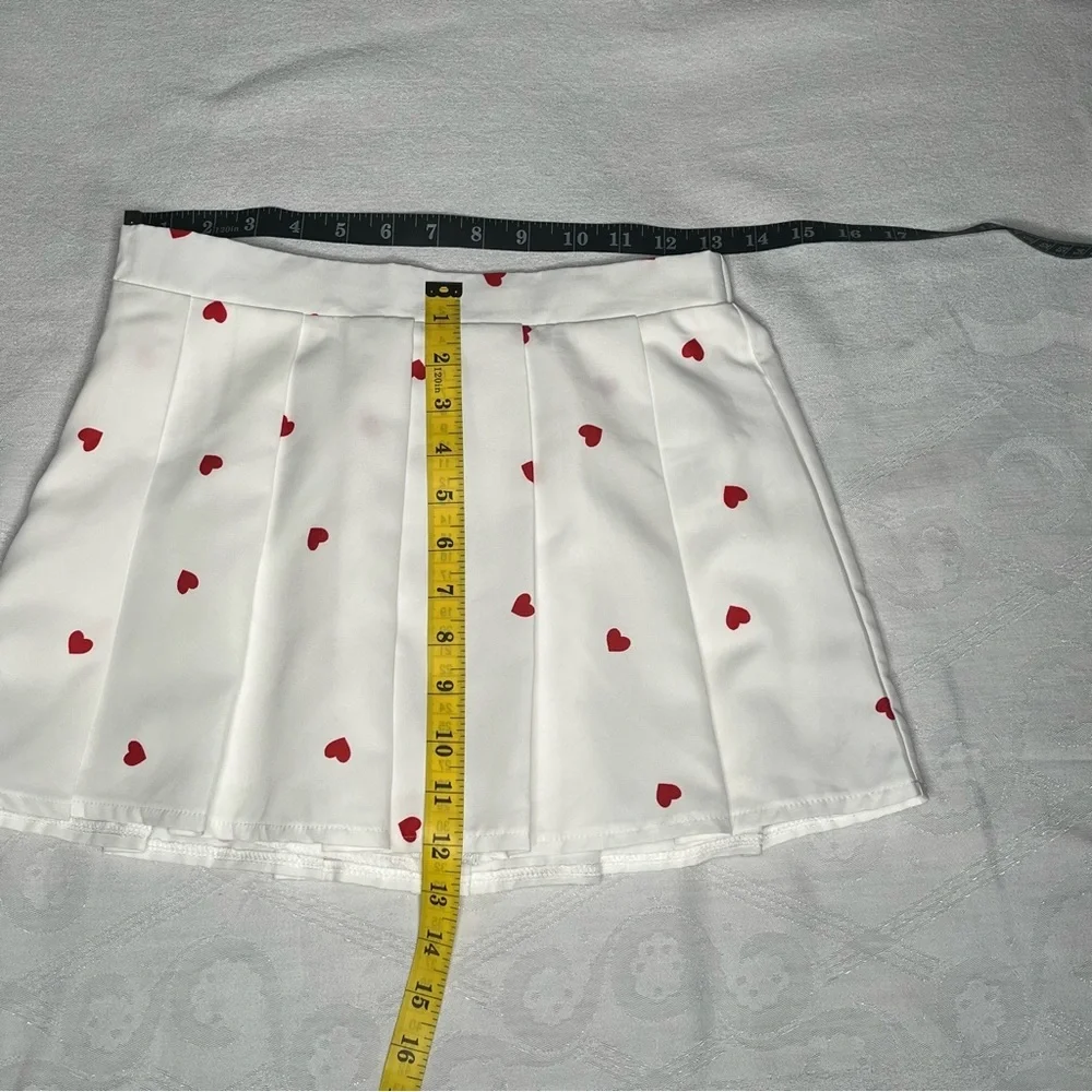 SHEIN Heart Print Shirt and Pleated Skort Set XS